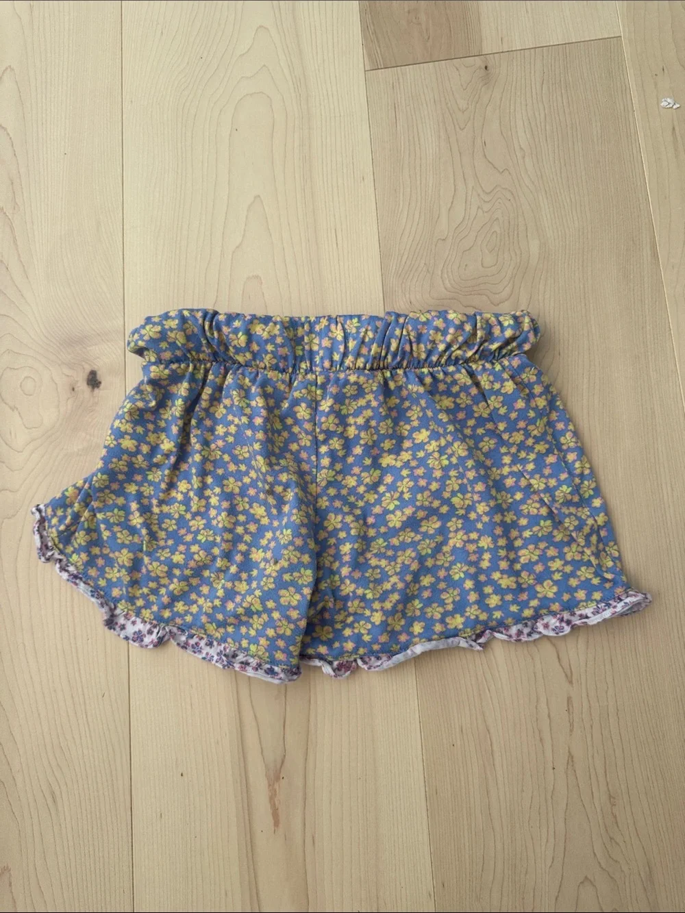 Girls' Pink Bow Pajama Shorts - Blue & Yellow Floral Print